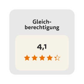 Grafik mit Sternen, die den kununu-Score von netgo, kununu Top Company, im Bereich "Gleichberechtigung" zeigen