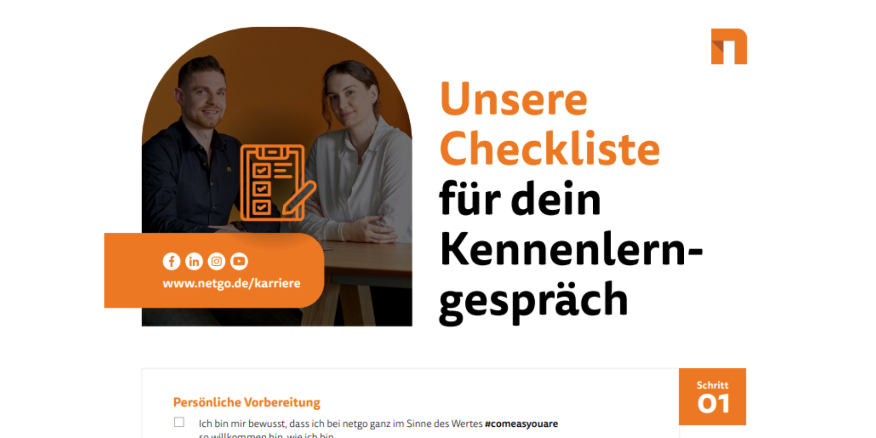Screenshot von einer Checkliste für das Kennenlerngespräch bei netgo