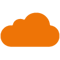 Orangenes Icon mit Wolke als Symbol für Cloud