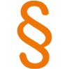 Orangenes Icon mit Paragraph als Symbol für den Bereich Legal