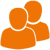 Orangenes Icon mit Menschen als Symbol für Anzahl der Mitarbeitenden bei netgo