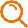 Orangenes Icon mit Lupe