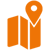 Orangenes Karten-Icon als Symbol für die Anzahl der Standorte von netgo