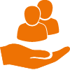 Icon mit Hand und zwei Personen als Symbol für People & Culture