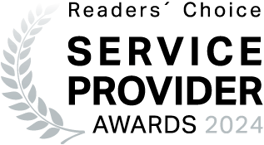 Badge der Auszeichnung Reader's Choice Service Provider Awards 2023