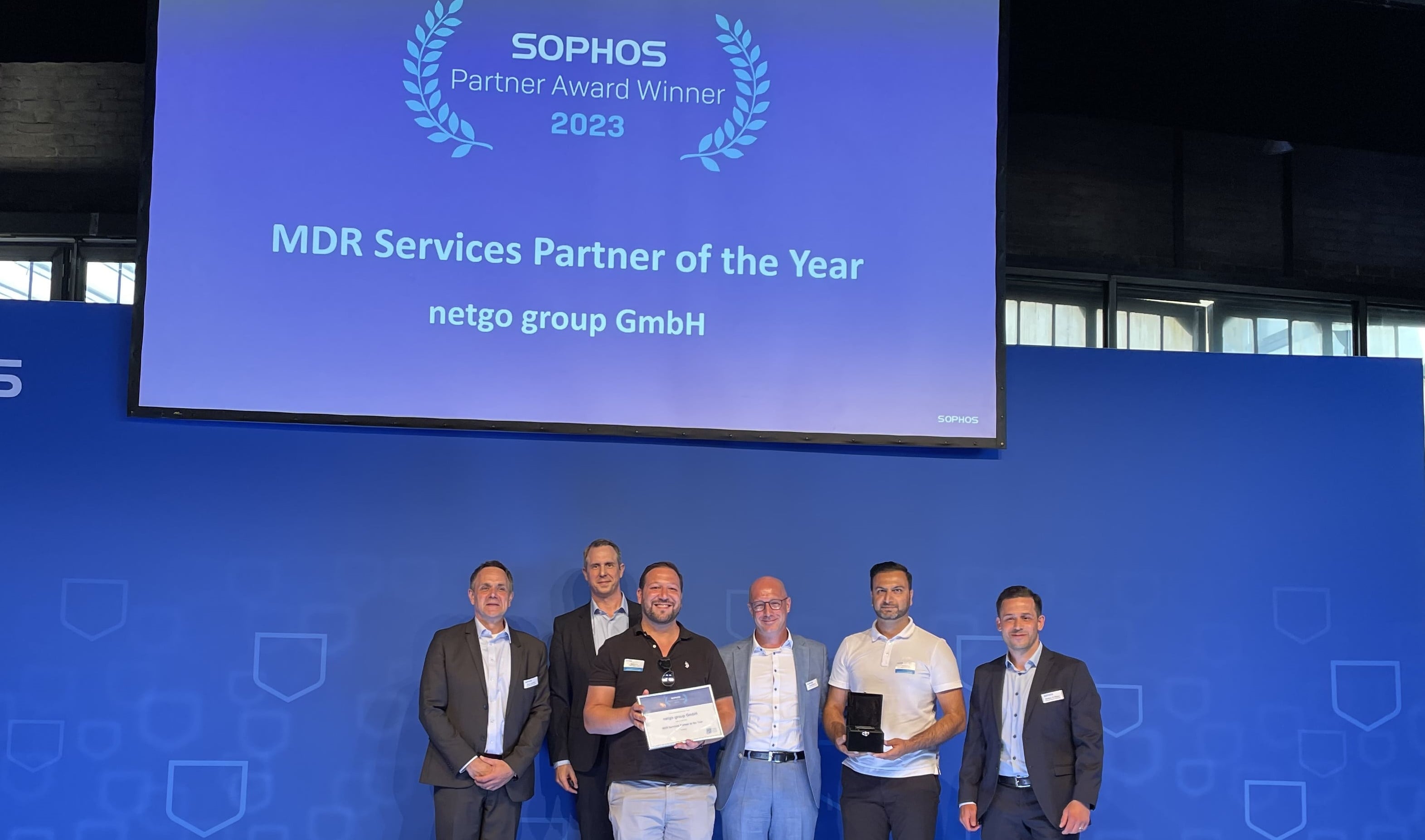 v.r.n.l.: Sven Jansen, Senior Director Channel Sales Central Europe (Sophos); Stefan Fritz, Senior Manager Channel Sales (Sophos); Marco Marra, Senior Partner Manager (netgo); André Schorn, Senior Channel Account Executive (Sophos); Khurram Butt, Head of Distribution & Partnermanagement (netgo); Stefano di Masso, Regional Channel Account Manager (Sophos).