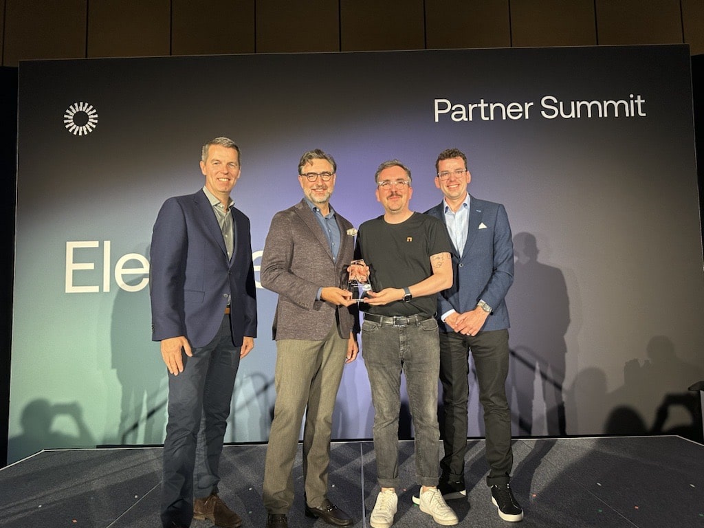(v.l.n.r.: Renold Gehrke, Senior Regional Alliances Manager CE, Okta; James Bradley, VP EMEA Partners & Alliances, Okta; Daniel Steig, Geschäftsführer netgo Ost; Bill Hustad, SVP of Channels & Alliances)