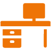 Icon mit einem Schreibtisch als Symbol für die Arbeitsplatzlösungen von netgo